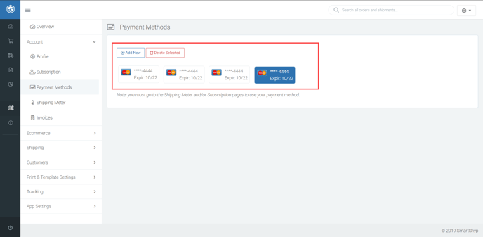 Manage Payment Methods